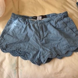 Scalloped Jean Shorts